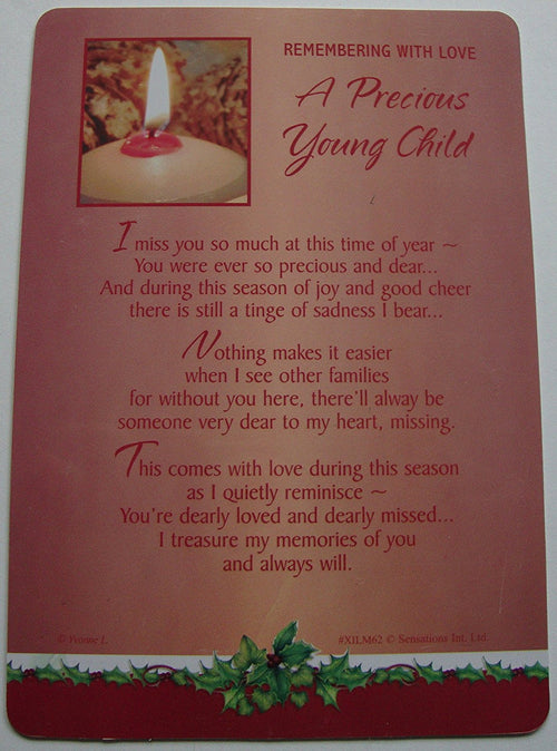 Grave Card - Remembering with love a precious young child At Christmas