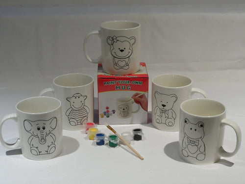 Children's Paint your own Animal Mug Cup Paint Filler Brush Christmas Stocking