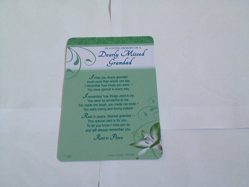 In Loving Memory Of A Dearly Missed Grandad Graveside Memorial Side Card...