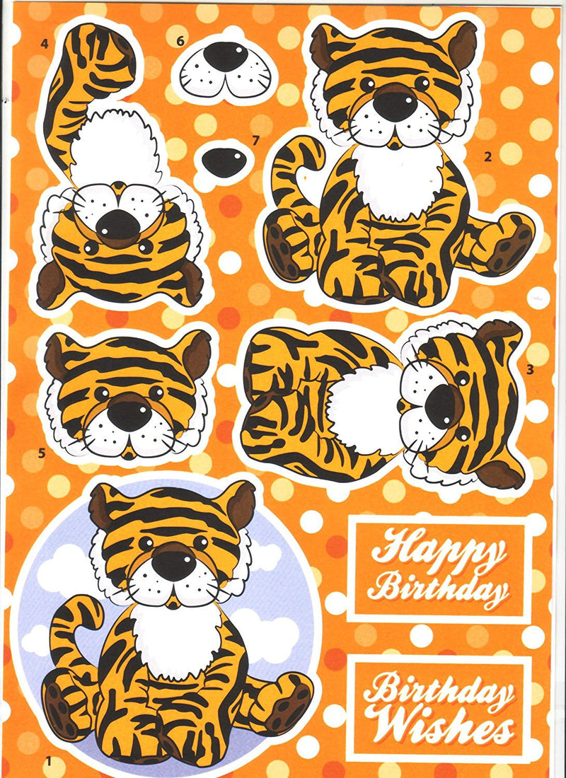 Decoupage Jungle Tiger - Cut and Create with Backing Sheet to match