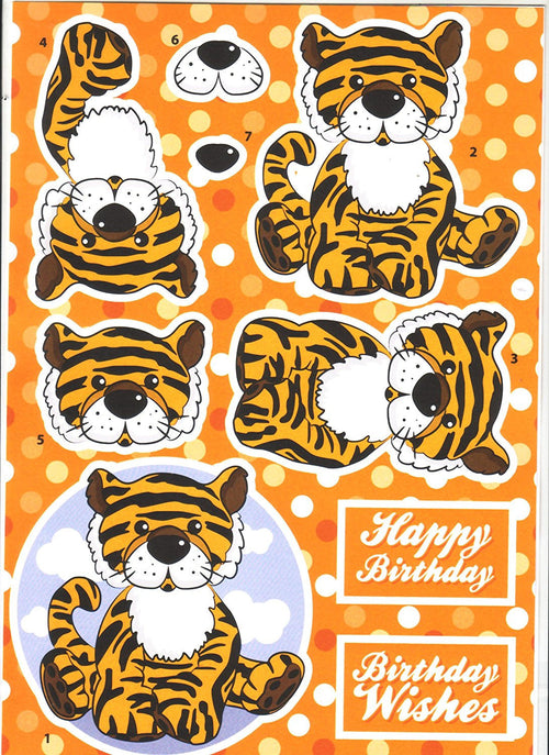 Decoupage Jungle Tiger - Cut and Create with Backing Sheet to match