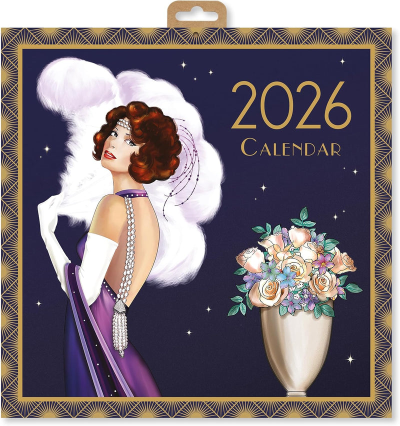 Claire Coxon Art Deco 2026 Square Wall Calendar | Monthly Planner Featuring Original Art Deco Illustrations | Elegant Decorative Calendar
