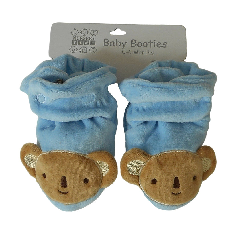 Pair of Baby Shoes 6 - 12 Months Blue Velvet Baby with Teddy Bear