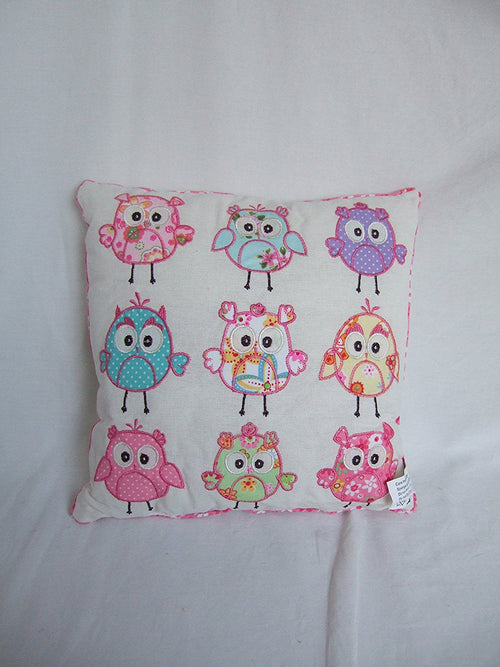 Patchwork Style Owls Decorative Cushion - Great Shabby Chic Decor