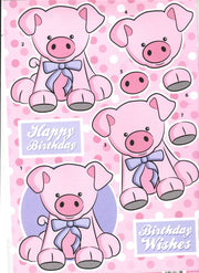 Decoupage Farmyard Piglet - Cut and Create with Backing Sheet to match