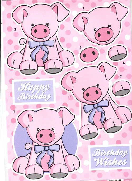 Decoupage Farmyard Piglet - Cut and Create with Backing Sheet to match