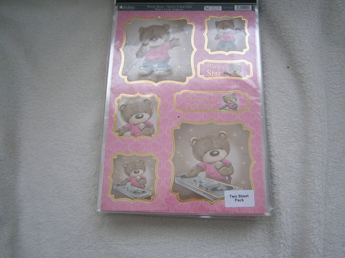 Wooly Bears-youre A Star Girl 2pack Papercraft Toppers