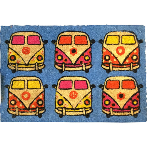 VW Campervan Rectangular Doormat Blue