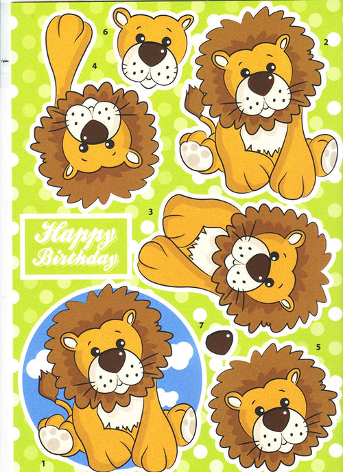 Decoupage Jungle Lion - Cut and Create with Backing Sheet to match