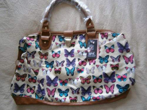 miss k vintage collection deisgner tote bag butterfly beige