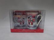 Christmas Snowman fine bone china set includes - mug coaster & tray