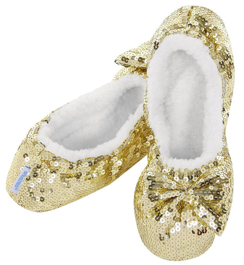 Womens Snoozies Bling Soft Soled Slippers With Gel Grip. Warm Sherpa Fleece Lining.