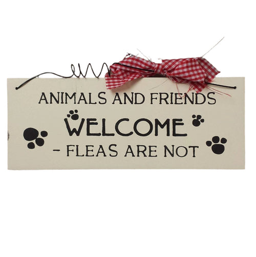 Small Wooden Sign Decoration with Red Gingham Ribbon and Wire