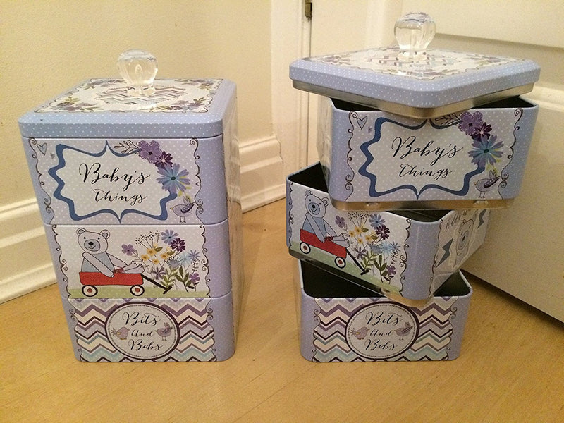 Peel & Sardine "Baby Boy Things Bear" Stacking Tin