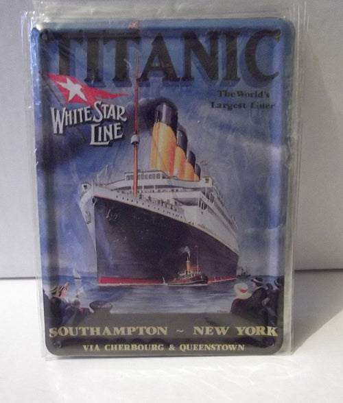 TITANIC WALL MOUNTED TIN PLAQUE....THE WORLD'S LARGEST LINER WHITE STAR (30X20cm)