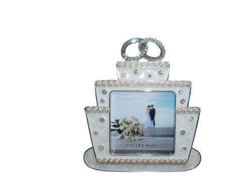 wedding cake with rings 3x3 pearls/diamonte ti pattern