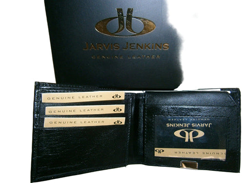 jarvis jenkins genuine leather mans wallet black  leather wallet