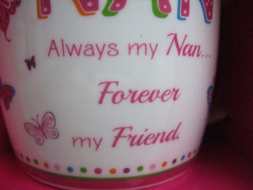 Nan Pink Butterfly Pattern Sentimental Mug
