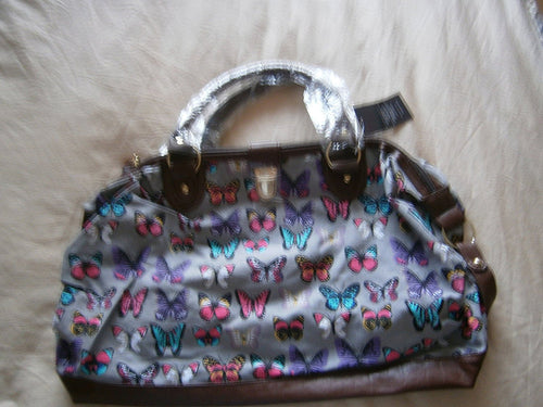 miss k vintage collection deisgner tote bag butterfly grey