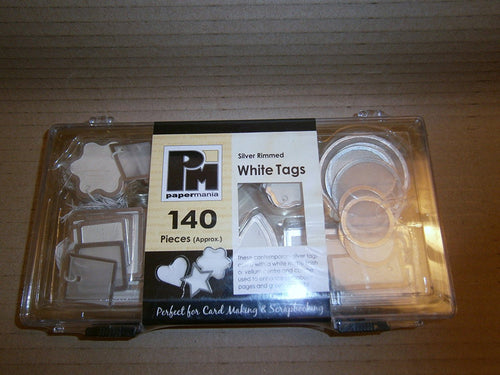 papermania silver rimmed colour tags