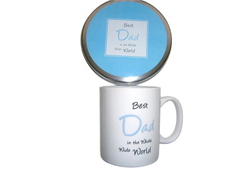 dad mug in a tin gift BEST DAD IN THE WHOLE WIDE WORLD