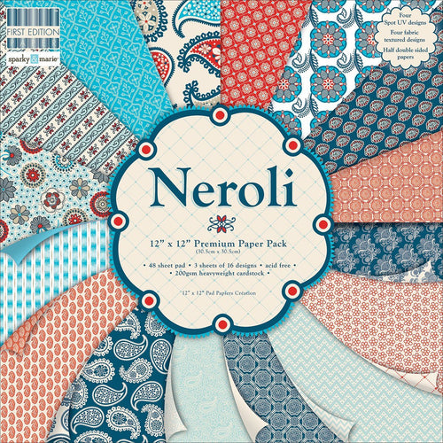 neroli 12x12 premium paper pad 48 sheet 3 sheets of 16 designs 200gsm