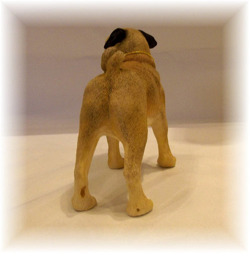 Leonardo Collection Pug Fawn Ornament Dog, Stone, Tan