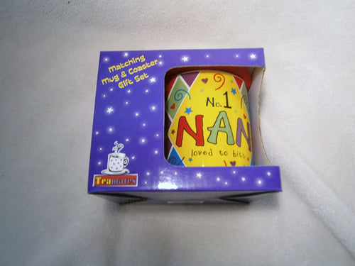 teamates mug coaster set gift set no 1 nan loved to bits