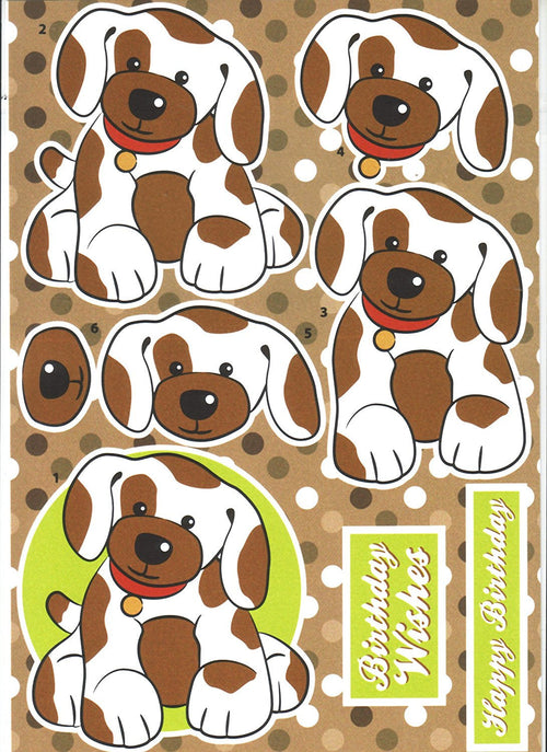 Decoupage Farmyard Puppy- Cut and Create with Backing Sheet to match