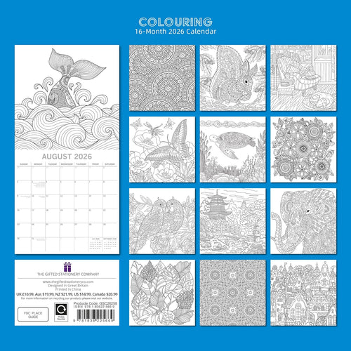 olouring 2026 Calendar 16 Month (Sept 2025-Dec 2026) Family Square Wall Calendar 2026 UK | Planner with Large Grid for Home or Office Organisation - Lifestyle 2026/2025 Calendar UK