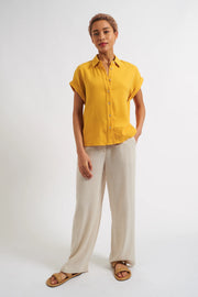 Abinaya Double Gauze Short Sleeved Shirt - Mustard