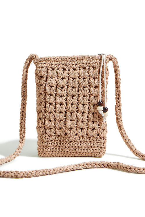 Yumi Brown Crochet Small Cross Body