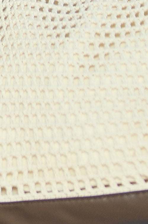 Yumi Ivory Crochet Shoulder Bag With Faux Leather Straps