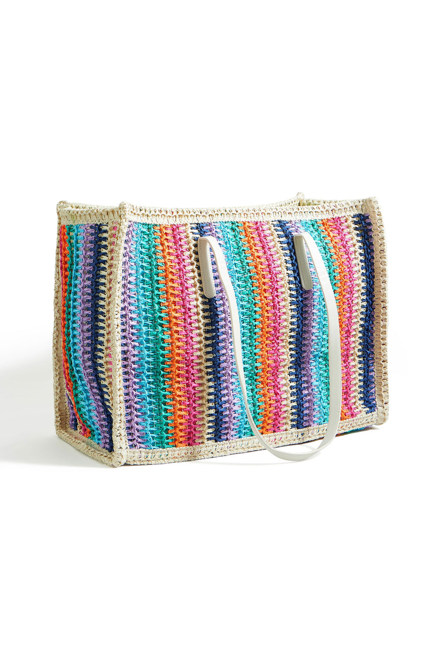 Yumi Multicolour Stripe Natural Shoulder Bag