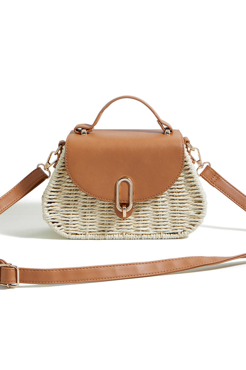 Yumi Natural Woven Bag With Top Handle