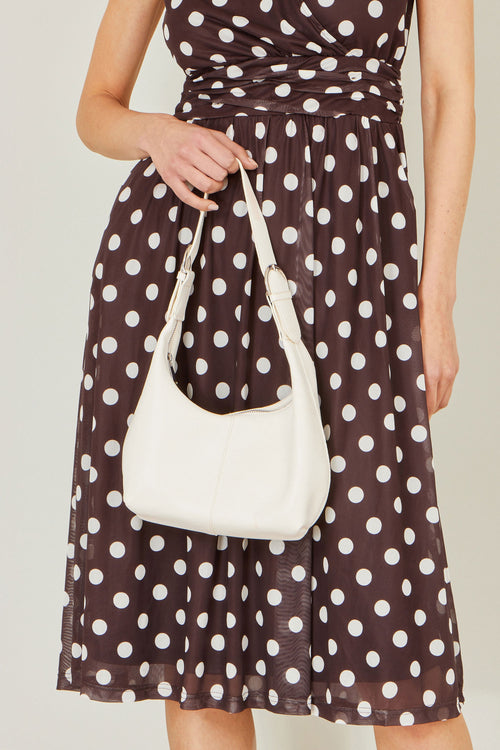 Yumi Ivory Shoulder Scoop Bag With Buckle