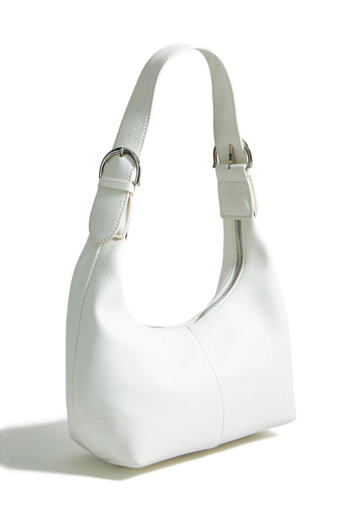 Yumi Ivory Shoulder Scoop Bag With Buckle