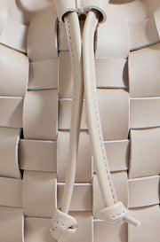 Yumi Beige Woven Bucket Shoulder Bag