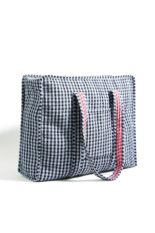 Yumi Black Gingham Quilted Shopper Bag