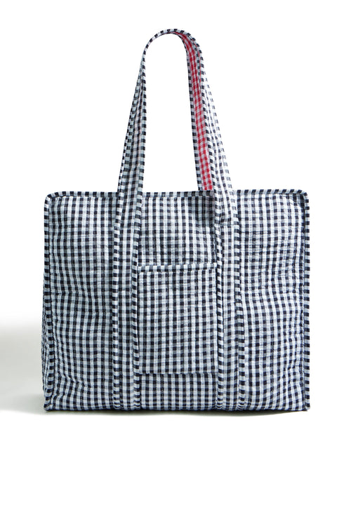 Yumi Black Gingham Quilted Shopper Bag