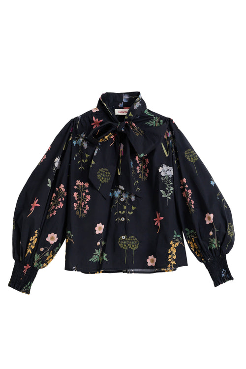 Aditi Flower Press Print Tie Neck Blouse - Multi Colour