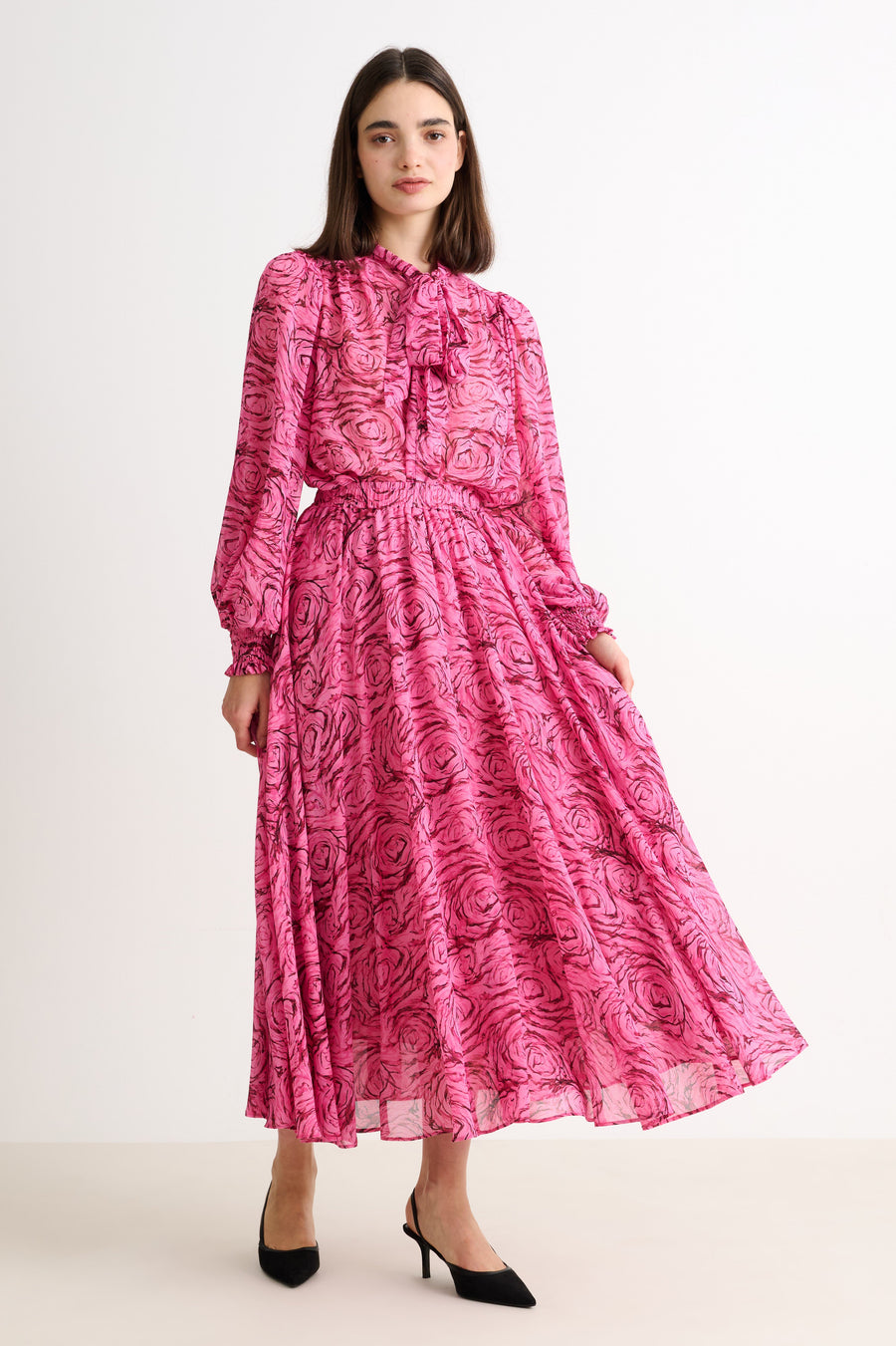 Agatha Rosechild Full Circle Midi Skirt – Pink