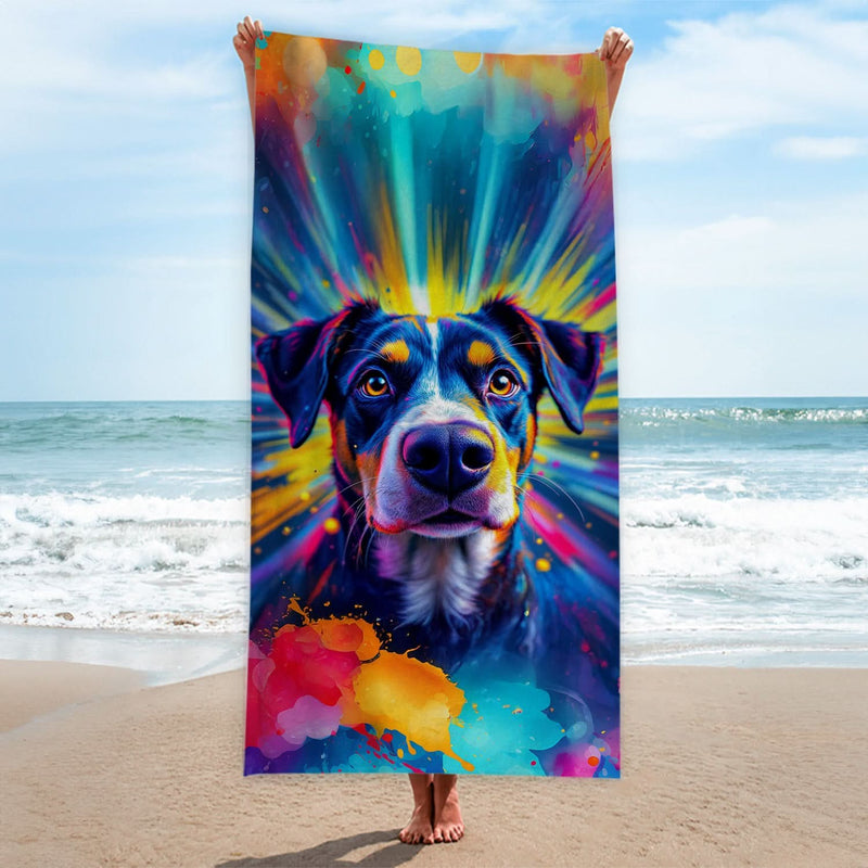 Colourful Dog Painting - Beach Towel