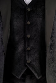 AK-26 - Men's Black 3 Piece Velvet Wedding Tuxedo Suit