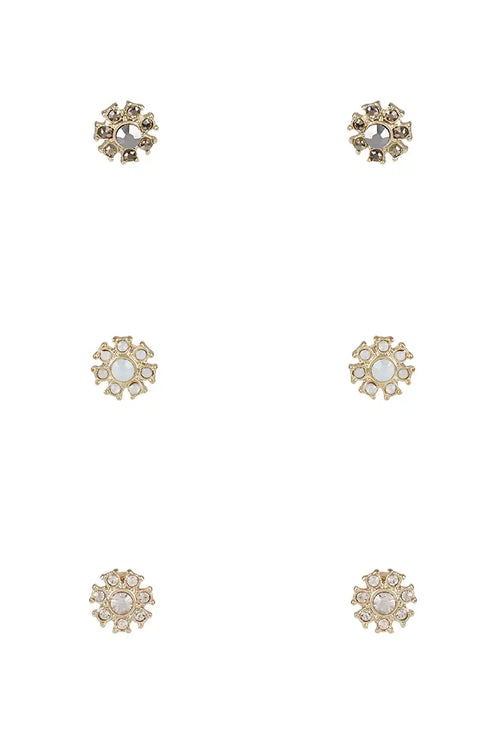 Amaia Flower Stud Set of 3 Earrings