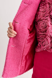 Apple Borg Faux Fur Collar Cropped Jacket – Pink