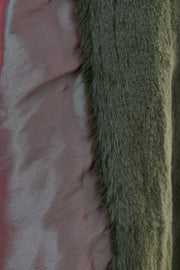 Arinette Faux Fur Tie Waist Coat - Khaki