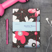 Matilda Myres | A5 Ruled Notebook | Floral | Black