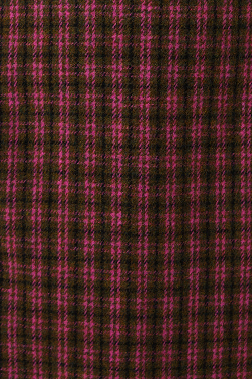 Dryden Wyoming Check Faux Fur Collar Coat - Pink
