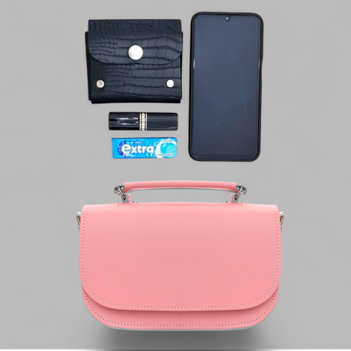 Aura Handmade Leather Bag - Pastel Pink